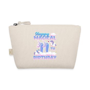 Happy Magical 11th Birthday Unicorn Pony - Organic Pouch - nature - Front