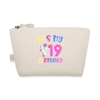 Es Ist Mein 19 Geburtstag Tupfende Einhorn Pony - Bio-Täschchen - Natur - Vorne