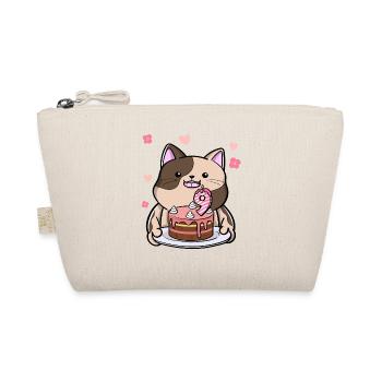 Le chat potelé garde un gâteau d’anniversaire 9 ans - Trousse biologique - nature - Devant