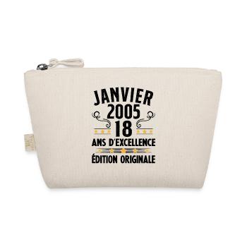 18 Ans Anniversaire Vintage Né(e) en Janvier 2005 - Trousse biologique - nature - Devant