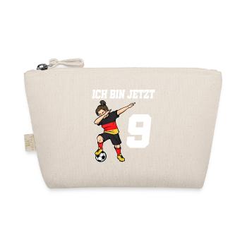 Fußballer 9 Jahre alt Mädchen Deutschland Fußball - Bio-Täschchen - Natur - Vorne