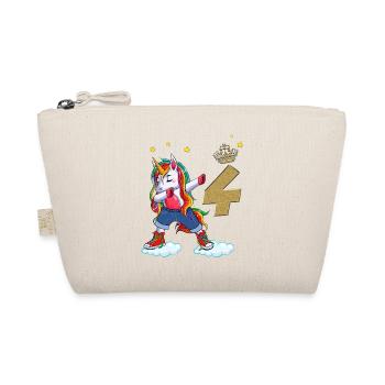 Birthday Girl Princess Unicorn 4 years - Organic Pouch - nature - Front