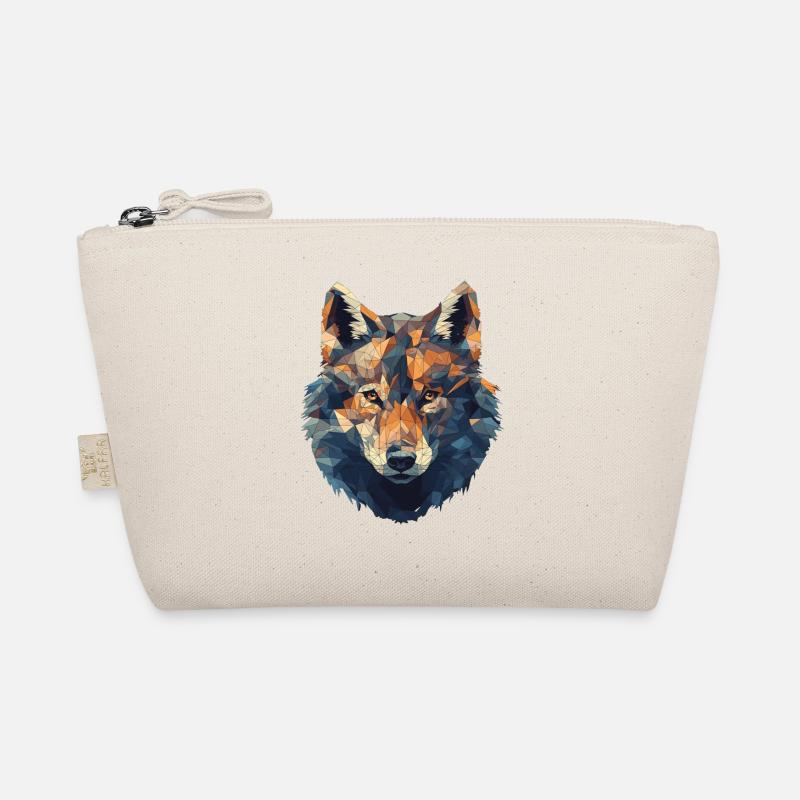 Geometrischer Wolf Kopf in Dreieck Optik - Bio-Täschchen - Natur