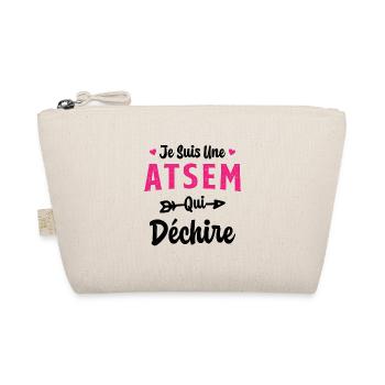 Je suis une ATSEM qui déchire Idée Cadeau Atsem - Trousse biologique - nature - Devant