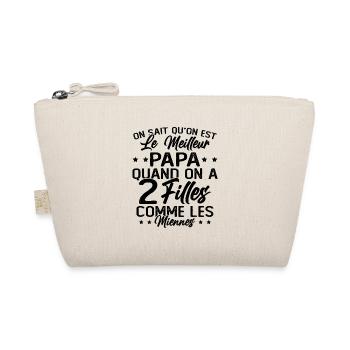 Papa De 2 Filles Idée Cadeau Meilleur Père Drole - Trousse biologique - nature - Devant