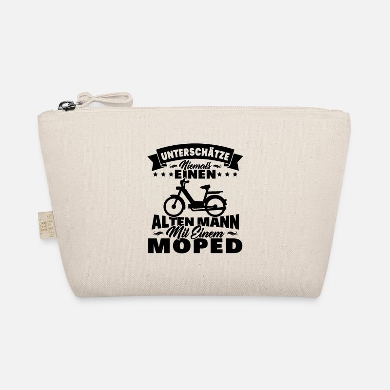 Alten mann mit einem Moped Bio-Täschchen