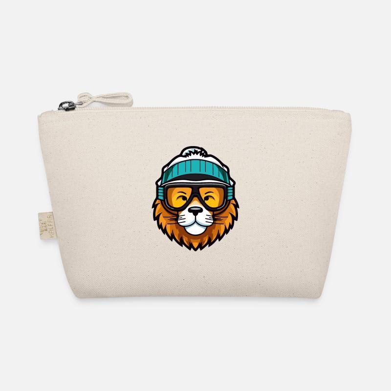 Löwe Snowboard Ski Brille Comic - Bio-Täschchen - Natur