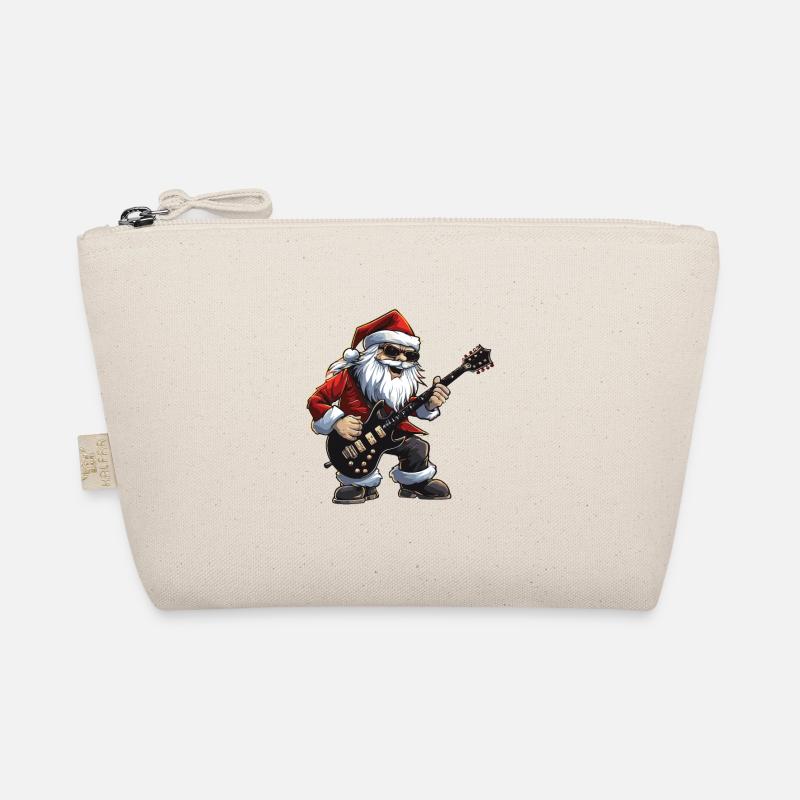 Weihnachtsmann Gitarre Santa - Bio-Täschchen - Natur
