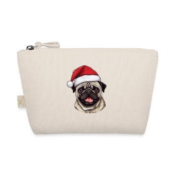 Pug Hund Mops Kopf Weihnachten Portät - Bio-Täschchen - Natur - Vorne