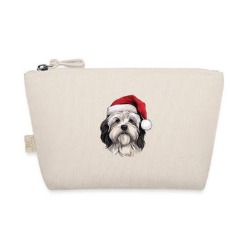 Portrait de Noël tête de chien bichon havanais - Trousse biologique - nature - Devant