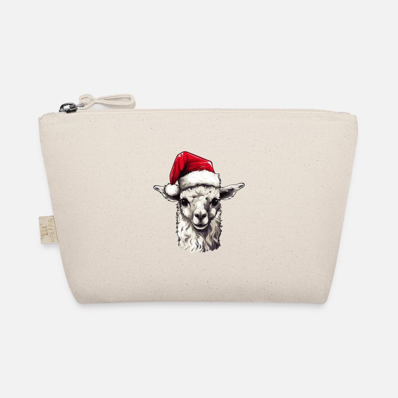 Alpaca Head Llama Christmas Portrait Organic Pouch