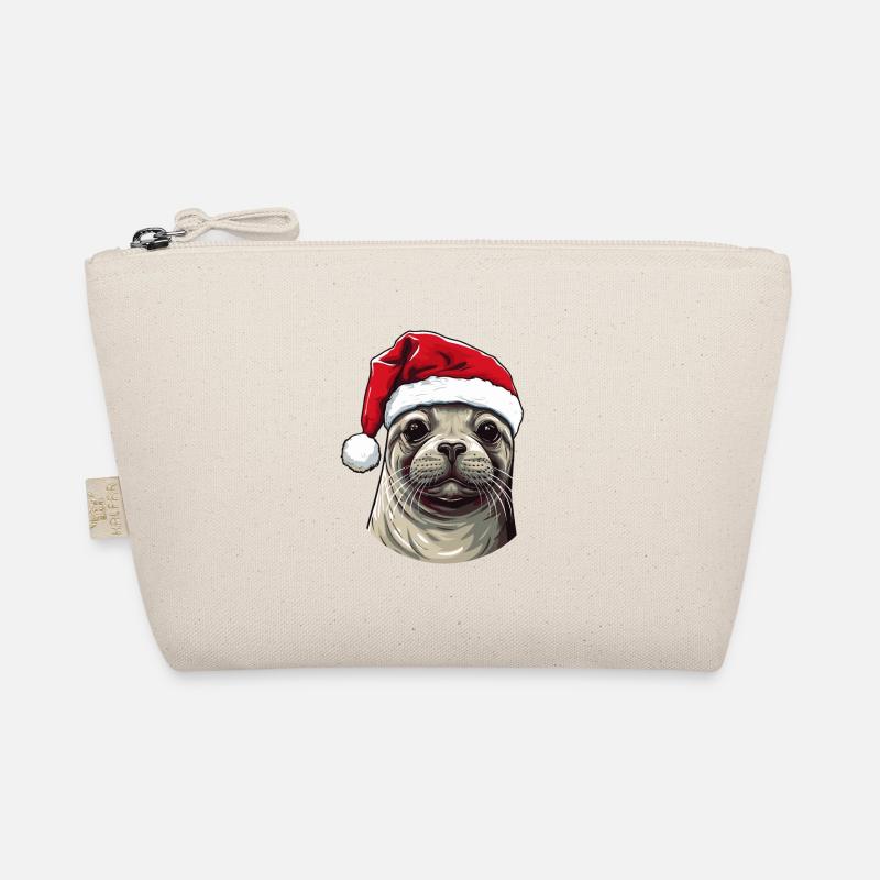 Robbe Seehund Weihnachten Portät - Bio-Täschchen - Natur