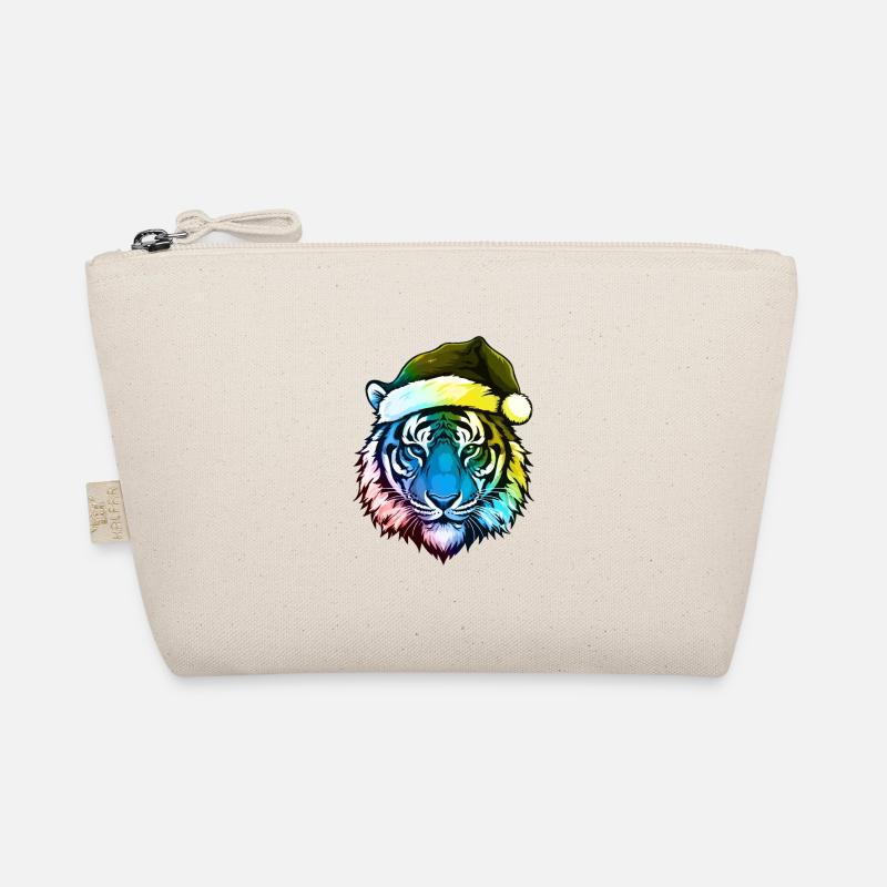 Portrait de Noël tête de tigre multicolore Trousse biologique