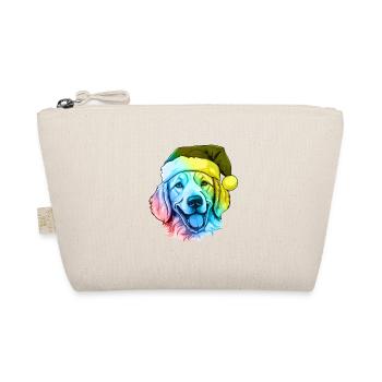 Golden Retriever Dog Head Christmas Portrait Colorful - Organic Pouch - nature - Front