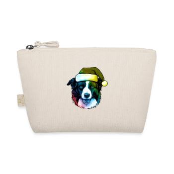 Border Collie chien tête Noël Portrait coloré - Trousse biologique - nature - Devant