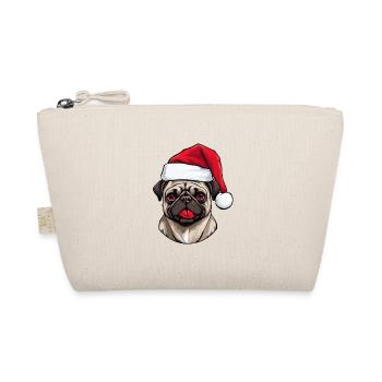 Pug Hund Mops Weihnachten Porträt Xmas - Bio-Täschchen - Natur - Vorne
