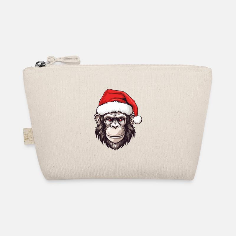 Monkey Head Christmas Portrait Organic Pouch