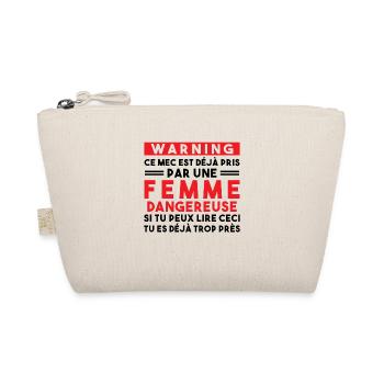 Cadeau Humour couple homme, Femme jalouse danger - Trousse biologique - nature - Devant