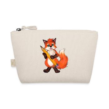 Niedlicher Fuchs mit Bleistift Schulanfang Schüler - Bio-Täschchen - Natur - Vorne