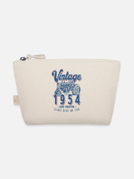 Vintage Tractor Farmer Birthday Born In 1954 - Organic Pouch - nature - Front