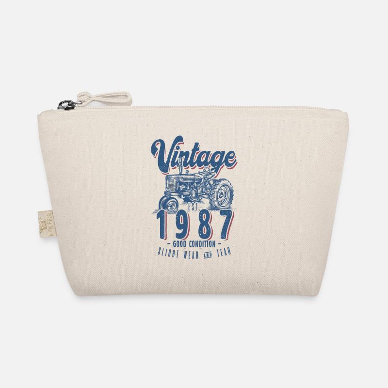 Vintage Tractor Farmer Birthday Born In 1987 Organic Pouch