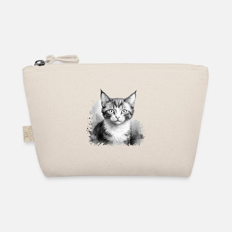 Süße Katze in Schwarz-Weiß - Bio-Täschchen - Natur