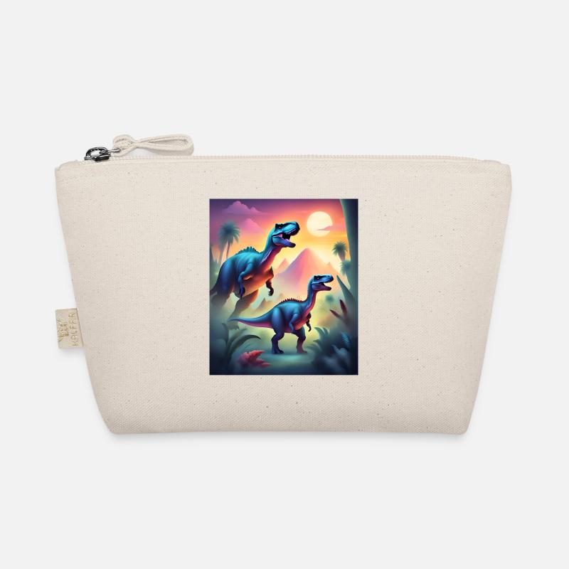 Epic colorful dinosaurs and sunset Organic Pouch