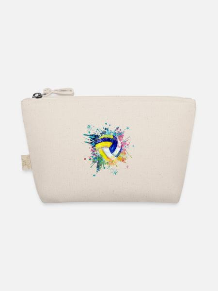 Wasserfabe Farbexplosion Splash Design Volleyball - Bio-Täschchen - Natur