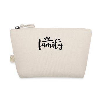 Family Text with Hearts - Organic Pouch - nature - Front