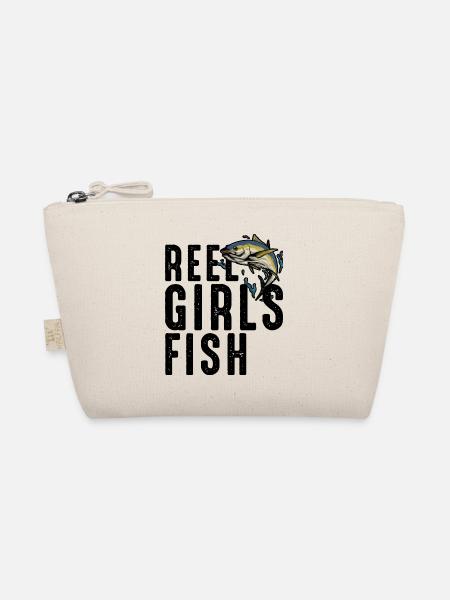 Reel Girls Fish Female Women's Tuna Fishing Retro - Organic Pouch - nature - Front