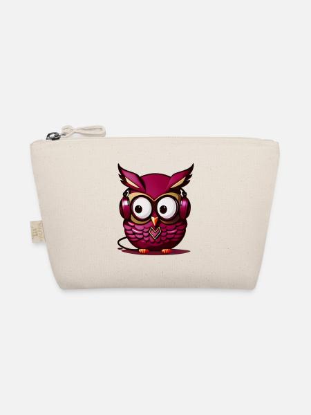 Owl Dark Purple Headphones - Organic Pouch - nature - Front