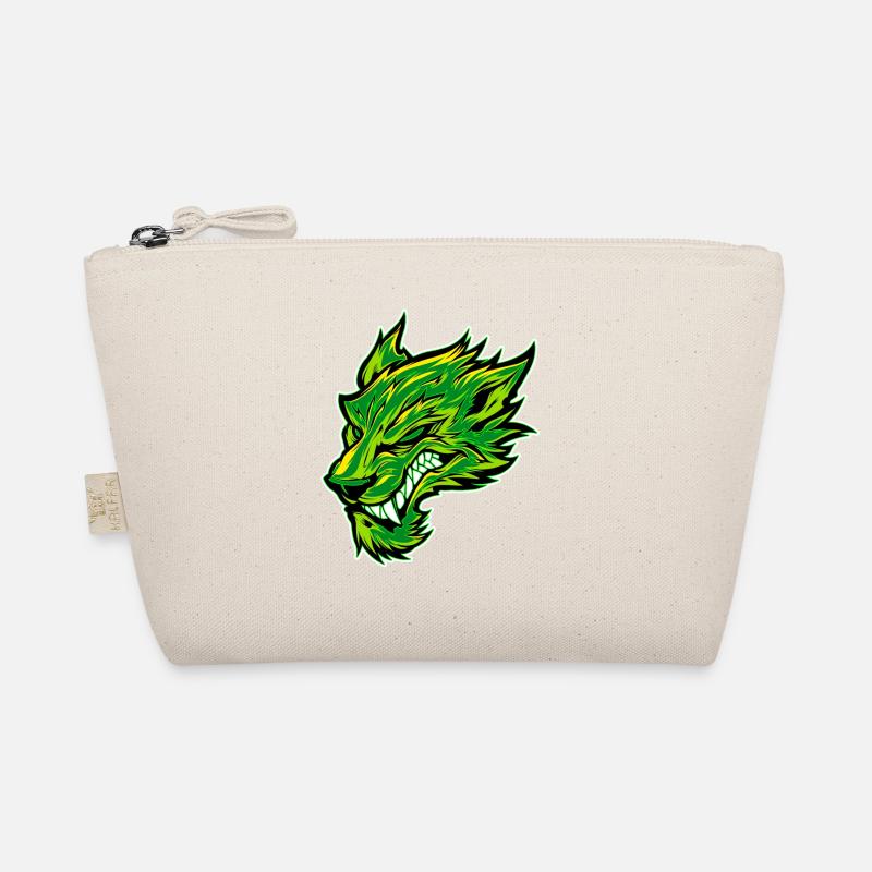 Wolf Head Wolf Head Tattoo Graffiti Green Organic Pouch