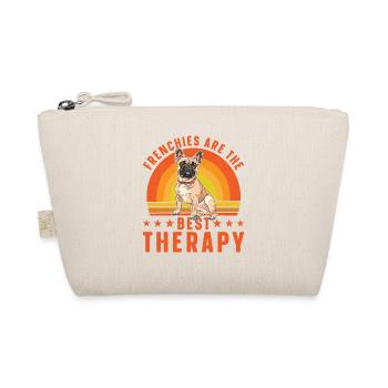 Frenchies are the best Therapy - Organic Pouch - nature - Front