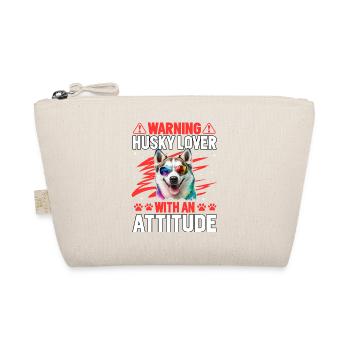 Warning Husky Lover with an Attitude - Bio-Täschchen - Natur - Vorne