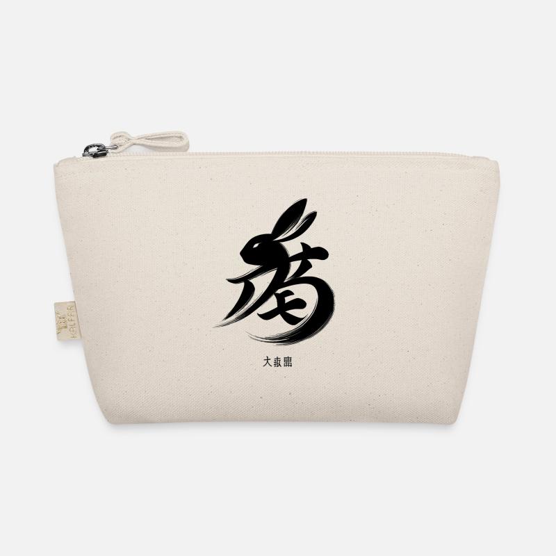 Elegant Chinese Zodiac Rabbit Calligraphy Artwork Organic Pouch