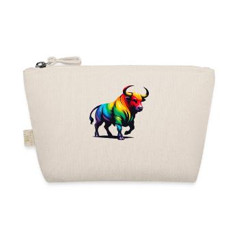 Stier Sternzeichen Sternzeichen Lebendiges Regenbogen-Design - Bio-Täschchen - Natur - Vorne