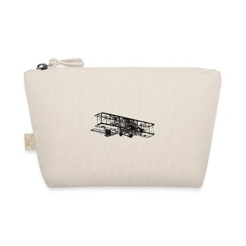 Flying Vintage Biplane Box Illustration - Organic Pouch - nature - Front