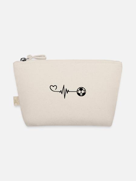 Fußball Herz Puls Herzschlag - Bio-Täschchen - Natur - Vorne