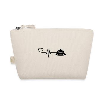 Firefighter Helmet Pulse Heart Love - Organic Pouch - nature - Front