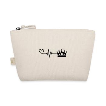 Crown Heart Pulse Heartbeat - Organic Pouch - nature - Front