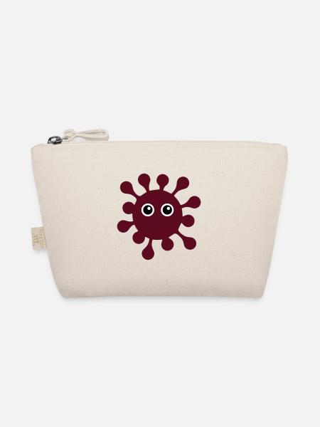 ★ Design colors changeable ★ Virus with googly eyes - Organic Pouch - nature - Front