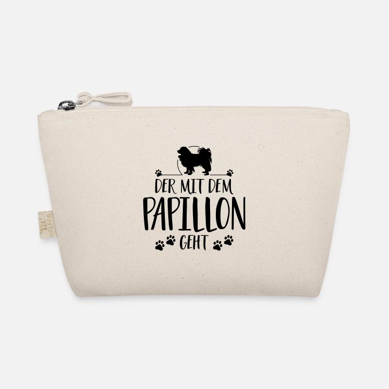 DER MIT PAPILLON GEHT Hundespruch Hund Wilsigns Bio-Täschchen