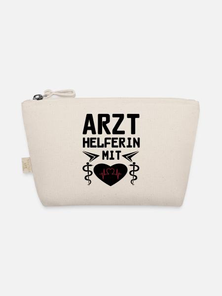 Arzthelferin mit Herz Geschenk - Bio-Täschchen - Natur - Vorne