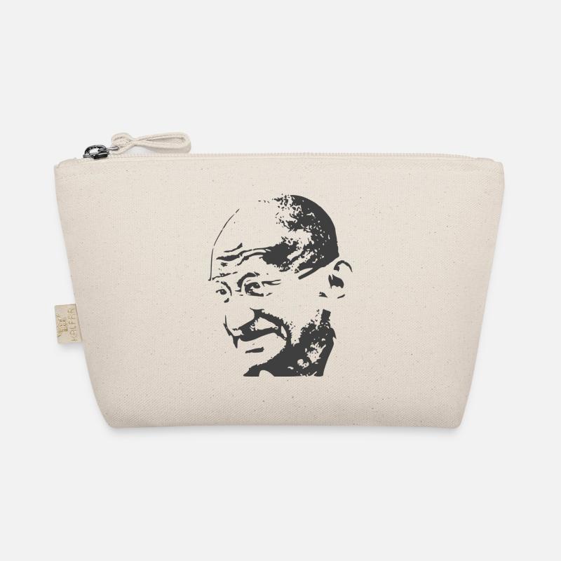 Mahatma Gandhi in schwarz - Bio-Täschchen - Natur