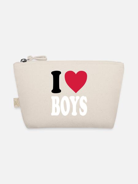 I love BOYS - Organic Pouch - nature - Front