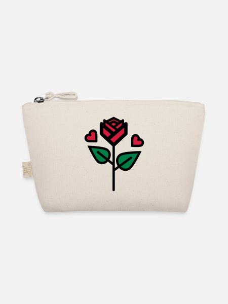 Valentine's Rose with heart - Organic Pouch - nature - Front