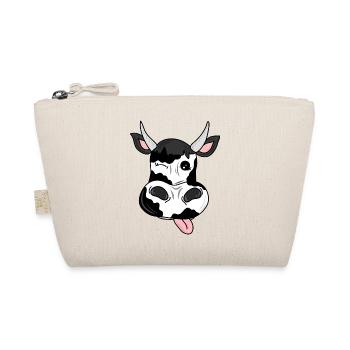 black and white cow with horns funny gift - Organic Pouch - nature - Front