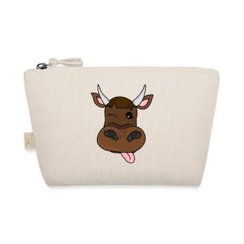 Brown cow with horns funny gift - Organic Pouch - nature - Front