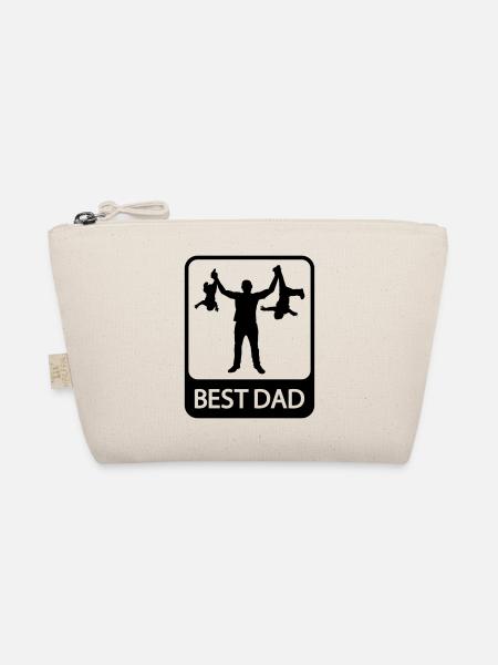 Best Dad - Funny Silhouette - Father and Children - Organic Pouch - nature