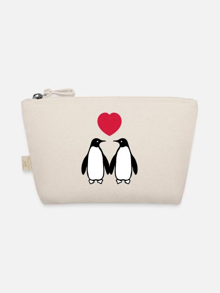 Verliebte Pinguine - Bio-Täschchen - Natur - Vorne